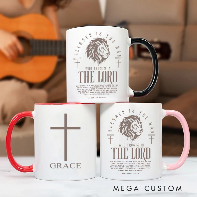 Personalized Jeremiah 17:7 Bible Verse Christian Inner Color Ceramic Mug with Name Religious Gift Birthday Gift for Christian