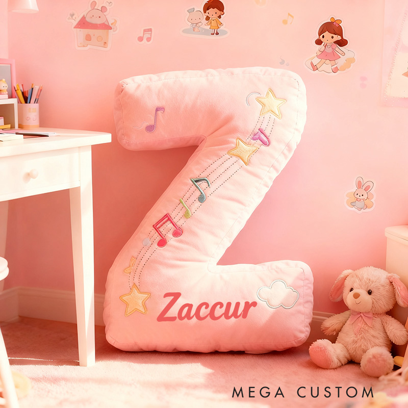 Personalized Graphic 3D Print Colorful Notes Pillow with Your Own Name Soft Stuffed Toy for Kids Music Lovers Decorative Cushion for Girls' Room and Music Room