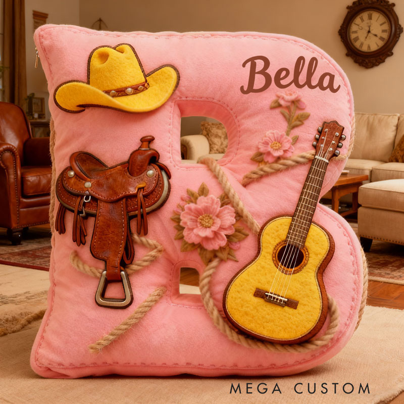 Personalized Graphic 3D Print Cowboy Hat and Saddle-Themed Throw Pillows Customizable with Your Name Perfect Gift for Her Music Lovers and Horseback Riding Enthusiasts