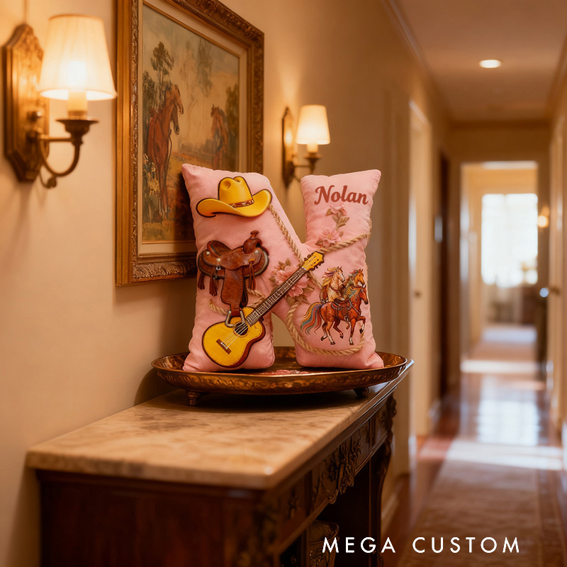 Personalized Graphic 3D Print Western Cowboy Country Music Throw Pillows Customizable with Your Name Perfect Gift for Her Music Lovers and Horseback Riding Enthusiasts