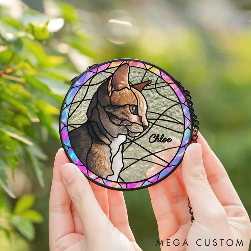 Personalized Pet Lover Custom Pet Portrait from Photo Sun Catcher