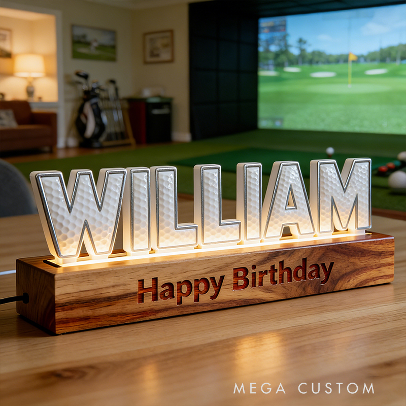 Personalized Elegant Golf LED Night Light Custom Name and Message Perfect Holiday Gift for Golf Enthusiasts