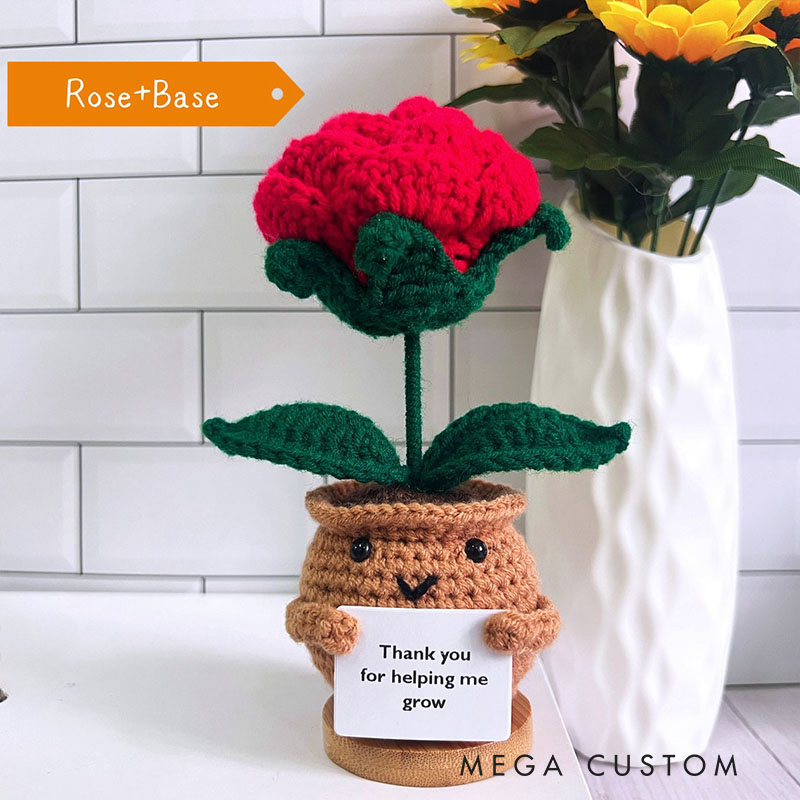 Personalized Adorable Crochet Plant Decor Custom Message Perfect Emotional Support Holiday Gift