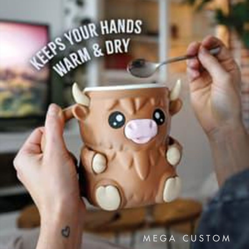 Ferdinand Highland Cow Ice Cream Pint Holder 3D Printed with Spoon Slots & Snack Drawer