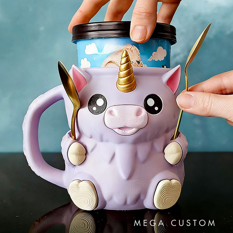 Dream Horse Ice Cream Pint Holder 3D Printed with Spoon Slots & Snack Drawer