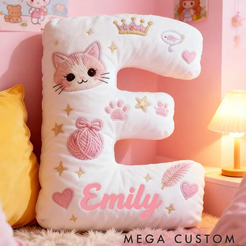 Personalized Cat Lover Funny Pink Cats Letter Pillow Graphic 3D Print Pillow