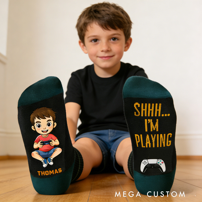 Personalized Game Controller Socks Gift for Kids Friends Gamers Perfect for Birthdays Holidays Christmas
