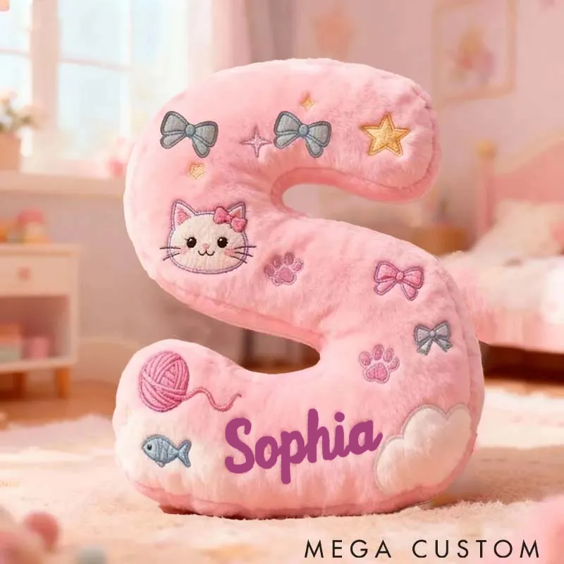 Personalized Cat Lover Fun Cat Letter Pillow Graphic 3D Print Pillow