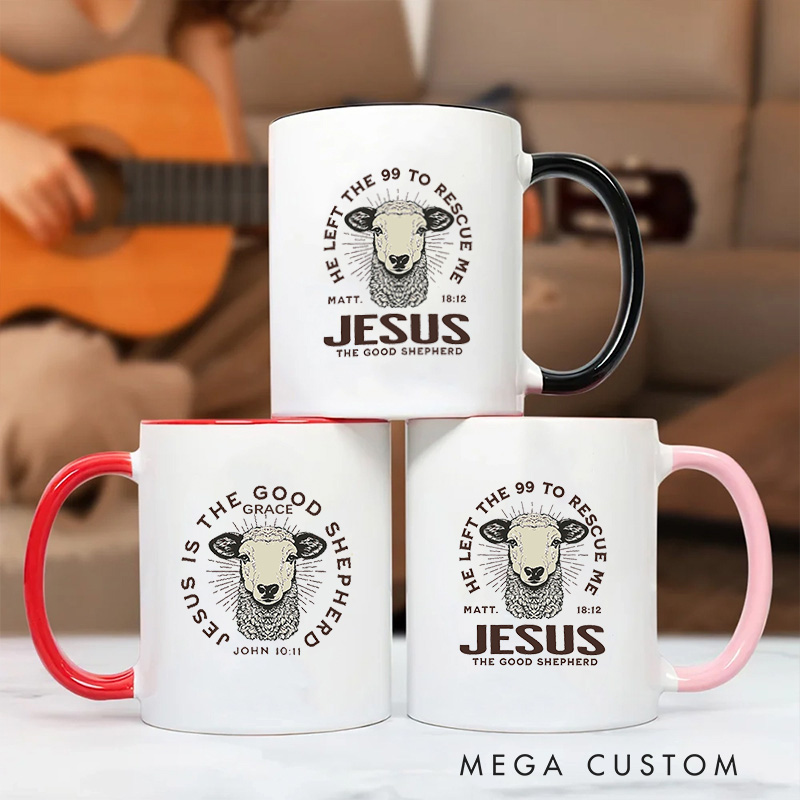 Personalized John 10:11 Bible Verse Inner Color Ceramic Mug with Name Birthday Religious Inspirational Gift for Christian
