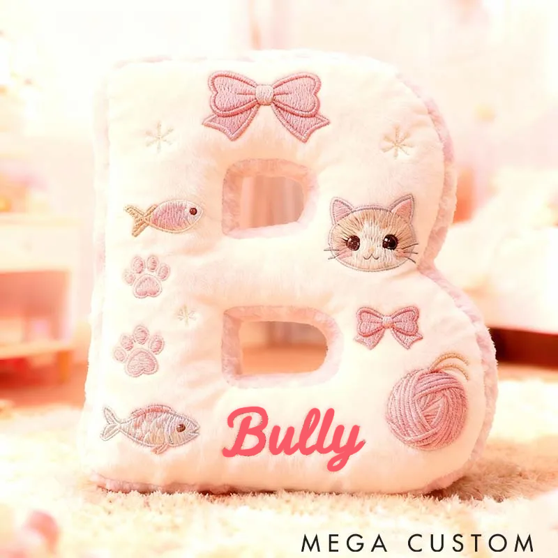 Personalized Cat Lover Cat Planet Letter Pillow Graphic 3D Print Pillow