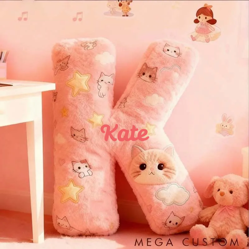 Personalized Cat Lover Pink Cats Cute Letter Pillow Graphic 3D Print Pillow