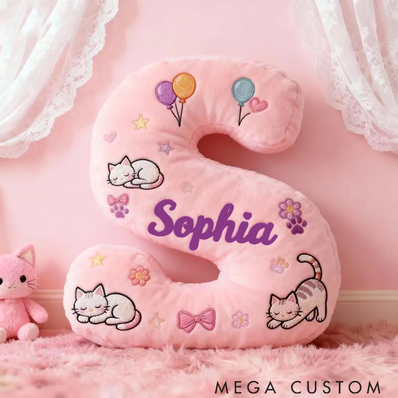 Personalized Cat Lover Magic Cat Letter Pillow Graphic 3D Print Pillow