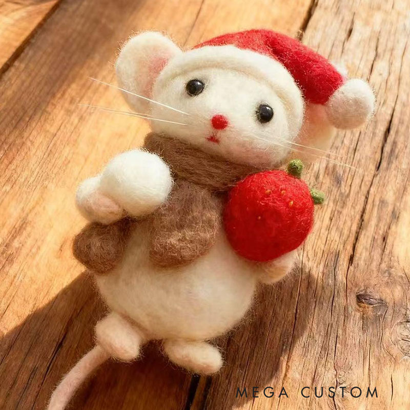 Felted Mouse Wool Figurine Tiny Animal Stocking Stuffer Holiday Tree Decoration Dollhouse Decor