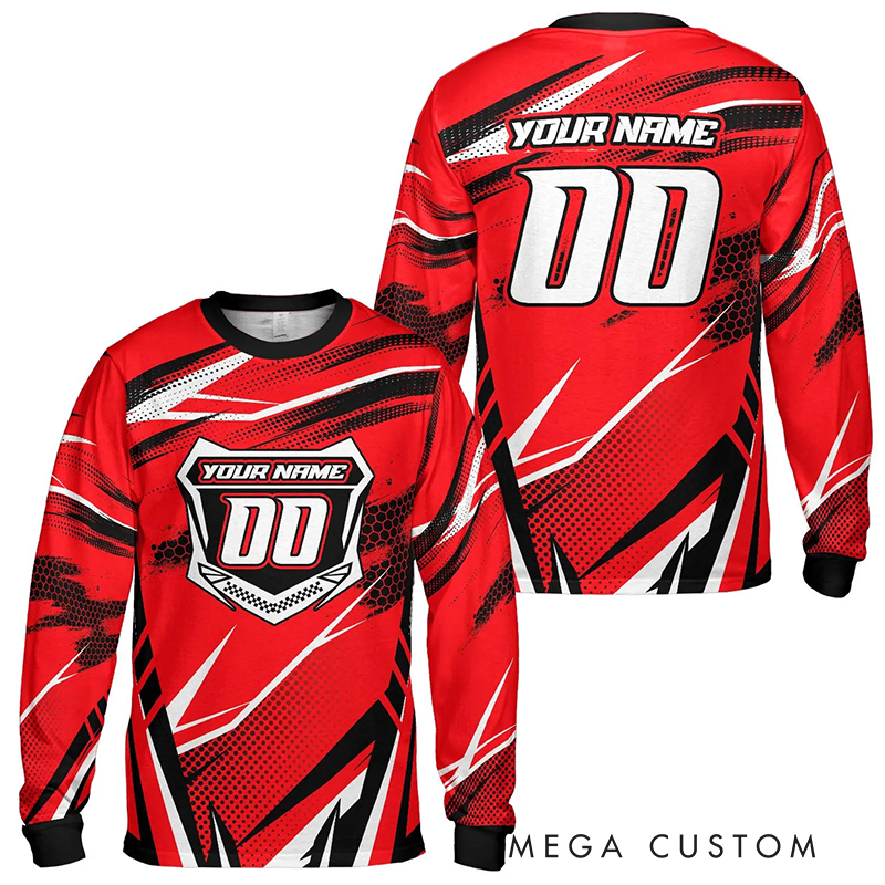 Personalized Name Number Motocross Jersey Dirt Bike Long Sleeve Shirt Gift for Motocross Riders