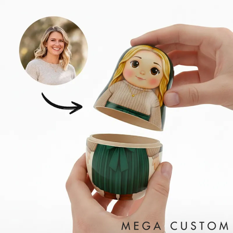 Personalized custom portrait nesting doll cartoon style family portrait gift photos Valentine's Day gift family gift