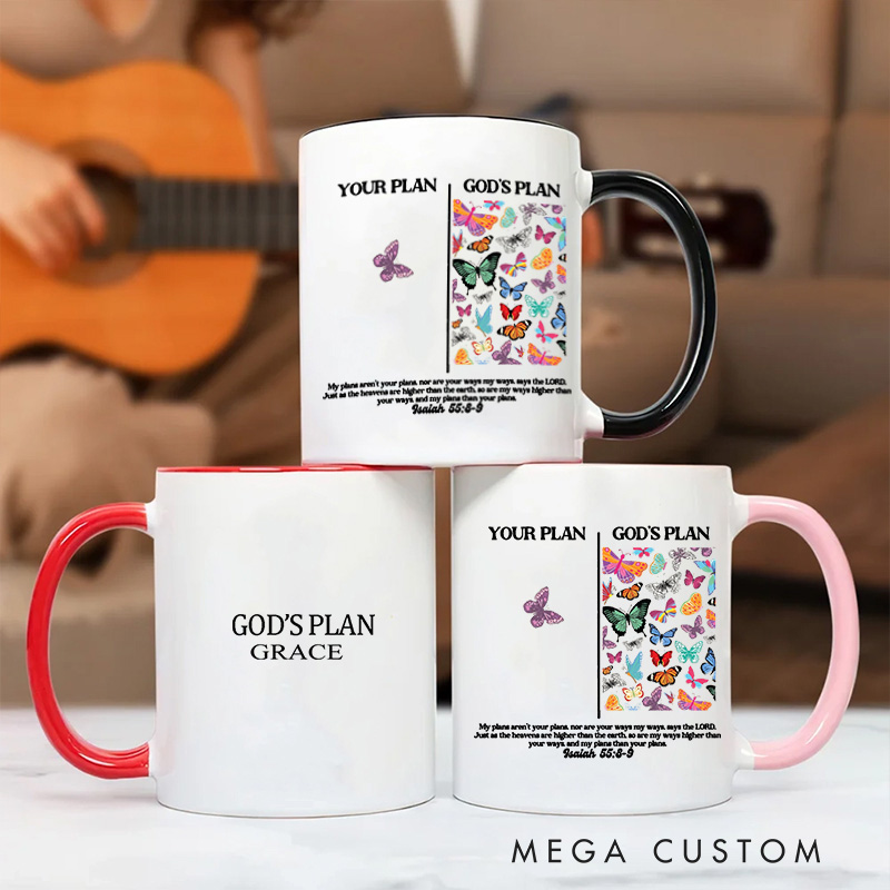 Personalized God's Plan Bible Verse Inner Color Ceramic Mug with Name Birthday Christmas Gift for Christians Best Gift for Christians