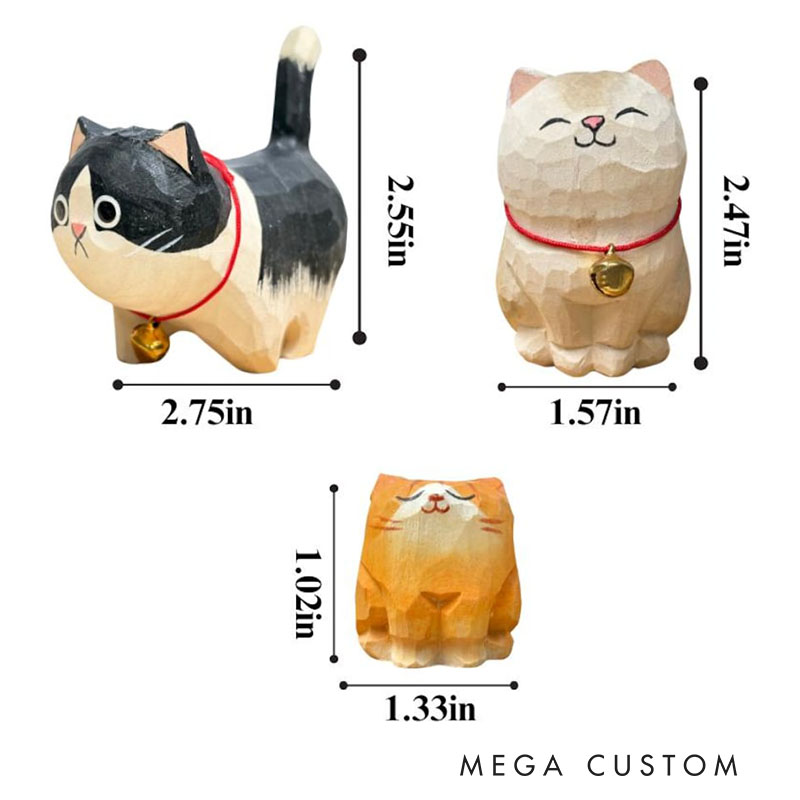 Personalized Handmade Wooden Cat Ornament Wood Cat Figurine Unique Cat Lover Gift