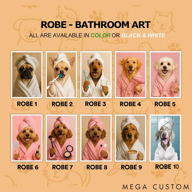 Personalized Pet Lover Custom Pet Portrait Bathroom Art Pet Portrait