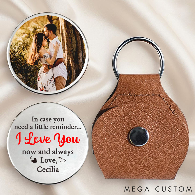 Personalized Leather Pocket Hug with Photo Custom Photo In Case You Need A Little Reminder for Husband Wife Valentine's Gift