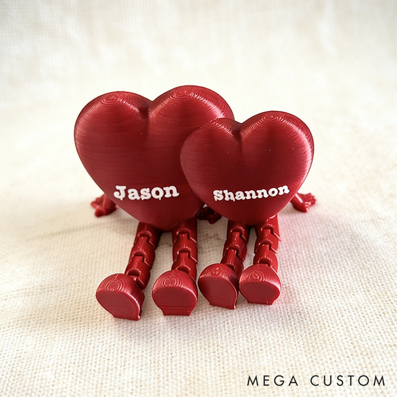 Personalized Valentine 3D Printed Heart Figurines Custom Couple Name Valentine's Gift for Her