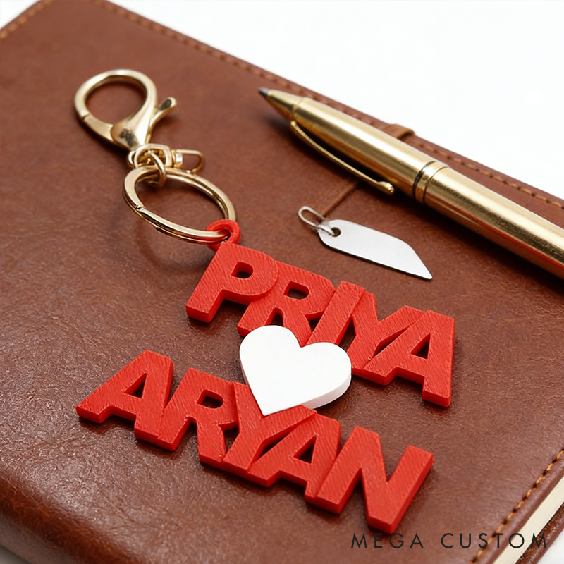 Personalized 3D Printed Couple Keychain-Valentines Day-Valentines Gift-Gift for couple-Gift for Her