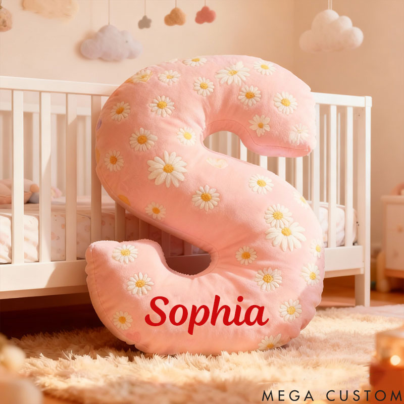 Personalized Flower Girl Daisy Flower Letter Pillow Custom Girl Name Cushion Wedding Gift for Flower Girl Christmas Gift for Girlfriend Wife