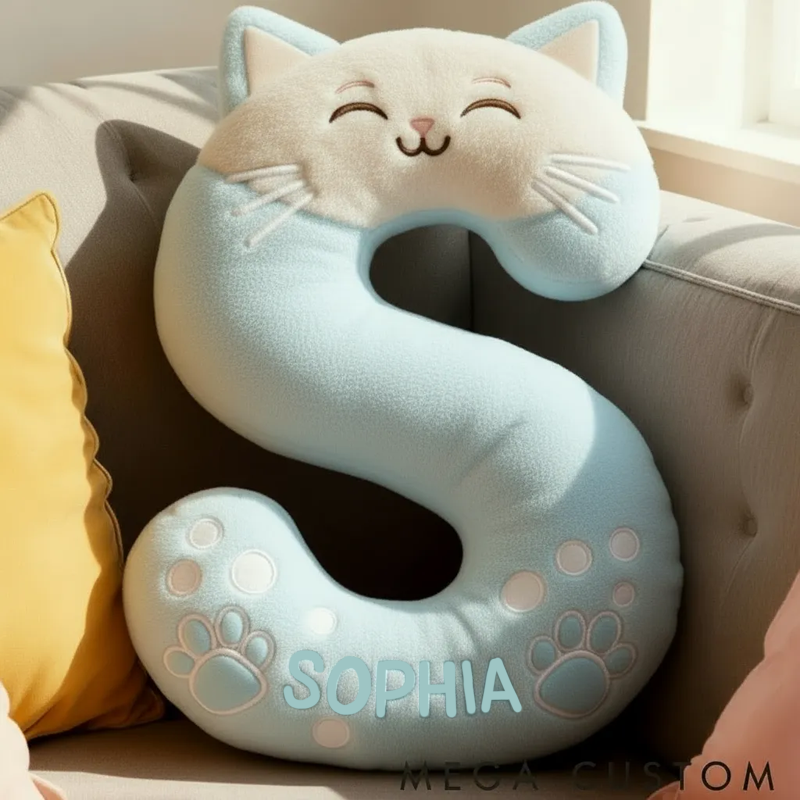 Personalized Cat Lover Funny Cat Letter Pillow Graphic 3D Print Pillow