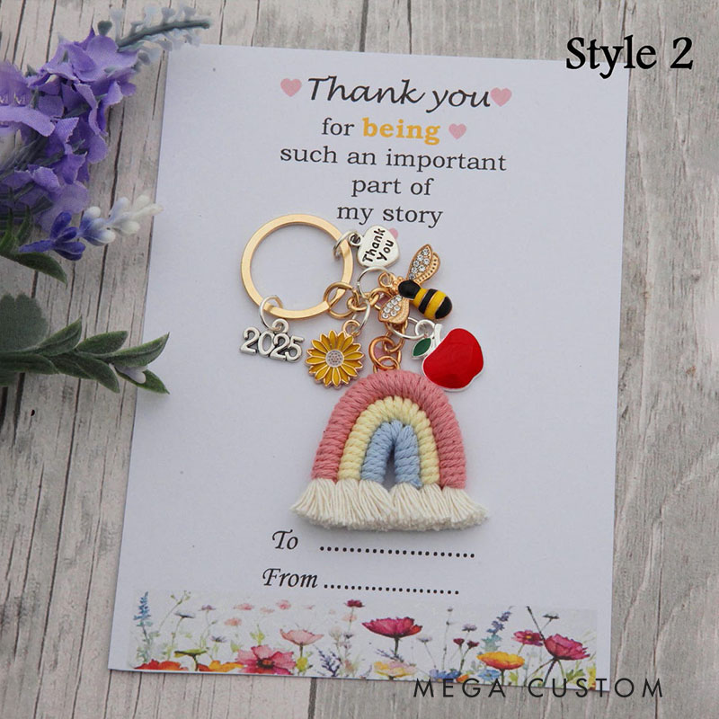 Personalized Rainbow and Bee Keychain Teacher's Day Gift for Teachers