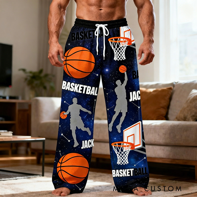 Personalized Basketball Themed Design Lounge Pants with Custom Name for Players and Enthusiasts