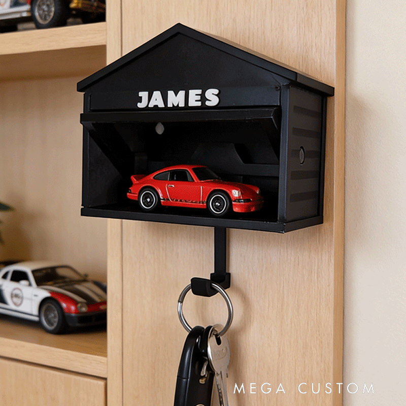 Personalized Car Garage Key Holder Custom Name Key Hook Unique Gift for Racers and Car Lovers
