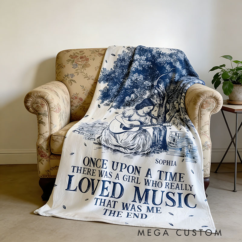 Personalized Guitar Girl Soft Throw Blanket with Name Perfect for Her Guitar Lovers Music Enthusiasts Birthday Anniversary Performance Gifts