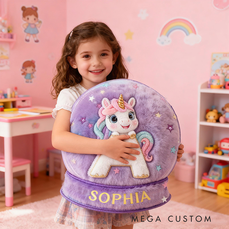 Personalized Initial Letter Shape Custom Name Soft Decorative Gift Magical Princess Style Cozy Girls Room Dream Purple Graphic 3D Print Pillow