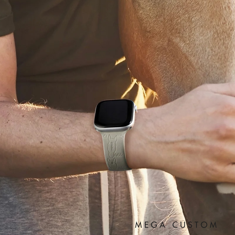 Personalized Engraved  Horse Face Silhouette Avatar Silicone Multicolor Watch Band for Equestrian Riding Lovers