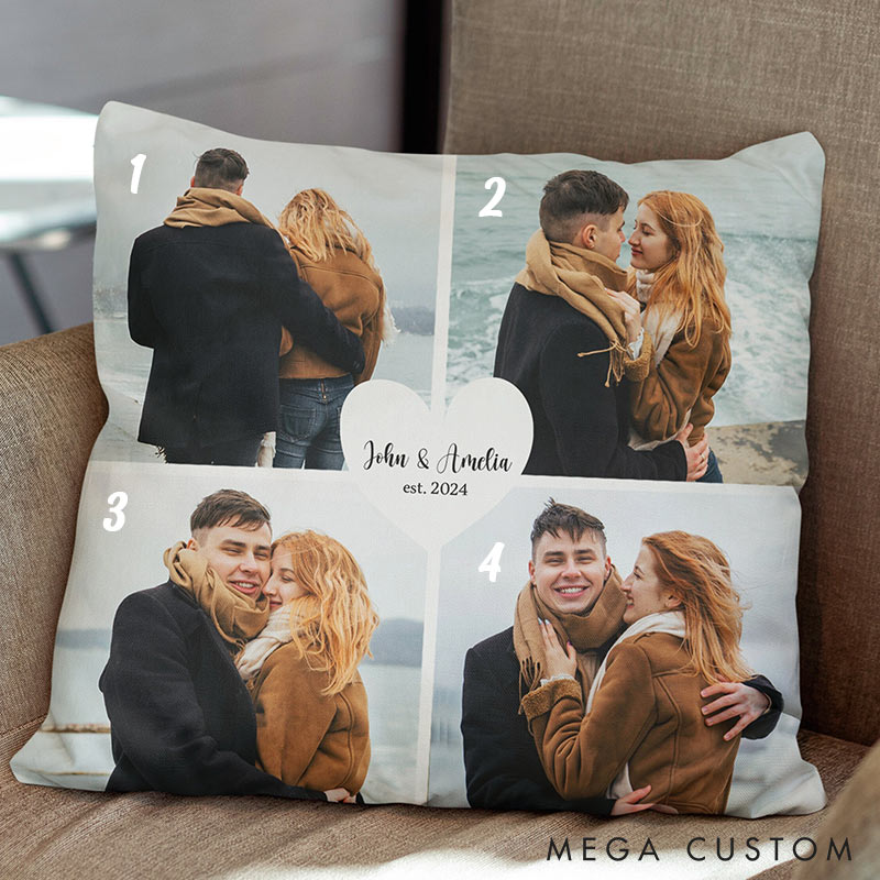 Personalized Couple Custom Photo Throw Pillow Home Pillow Valentine's Day gift for Husband Wife Romantics Anniversary Gift for Him Her