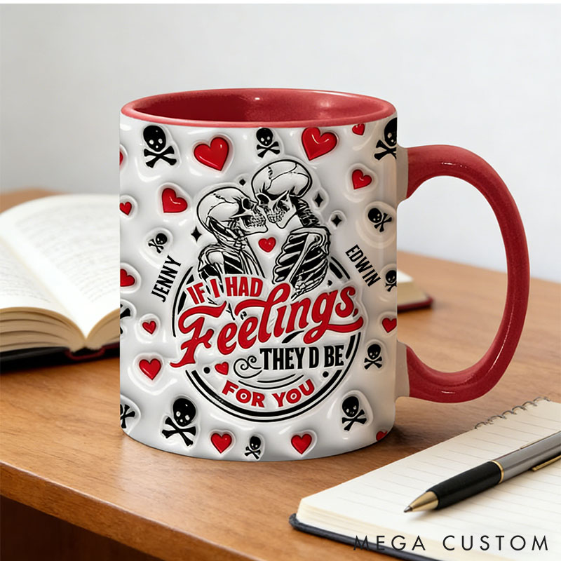 Personalized Skeleton Couple Mug If I Had Feelings They’d Be for You Couple Gothic Accent Mug Valentine's Gift