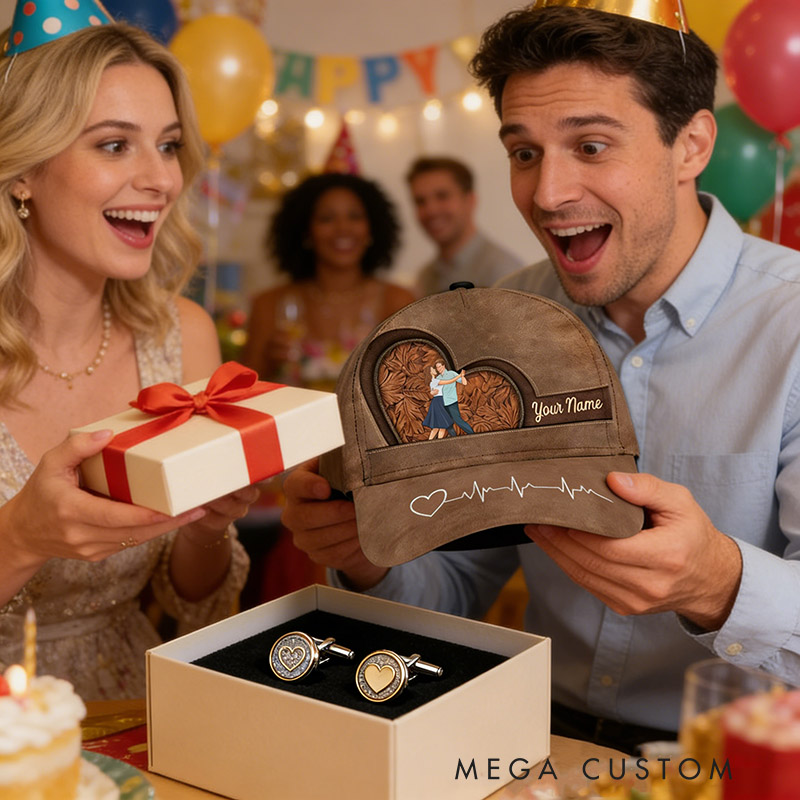 Personalized Name and Photo Cartoon Baseball Cap for Lover Family Perfect Couple Dance Lovers Custom Gift Hat with Unique Design for Valentine's Day Anniversary