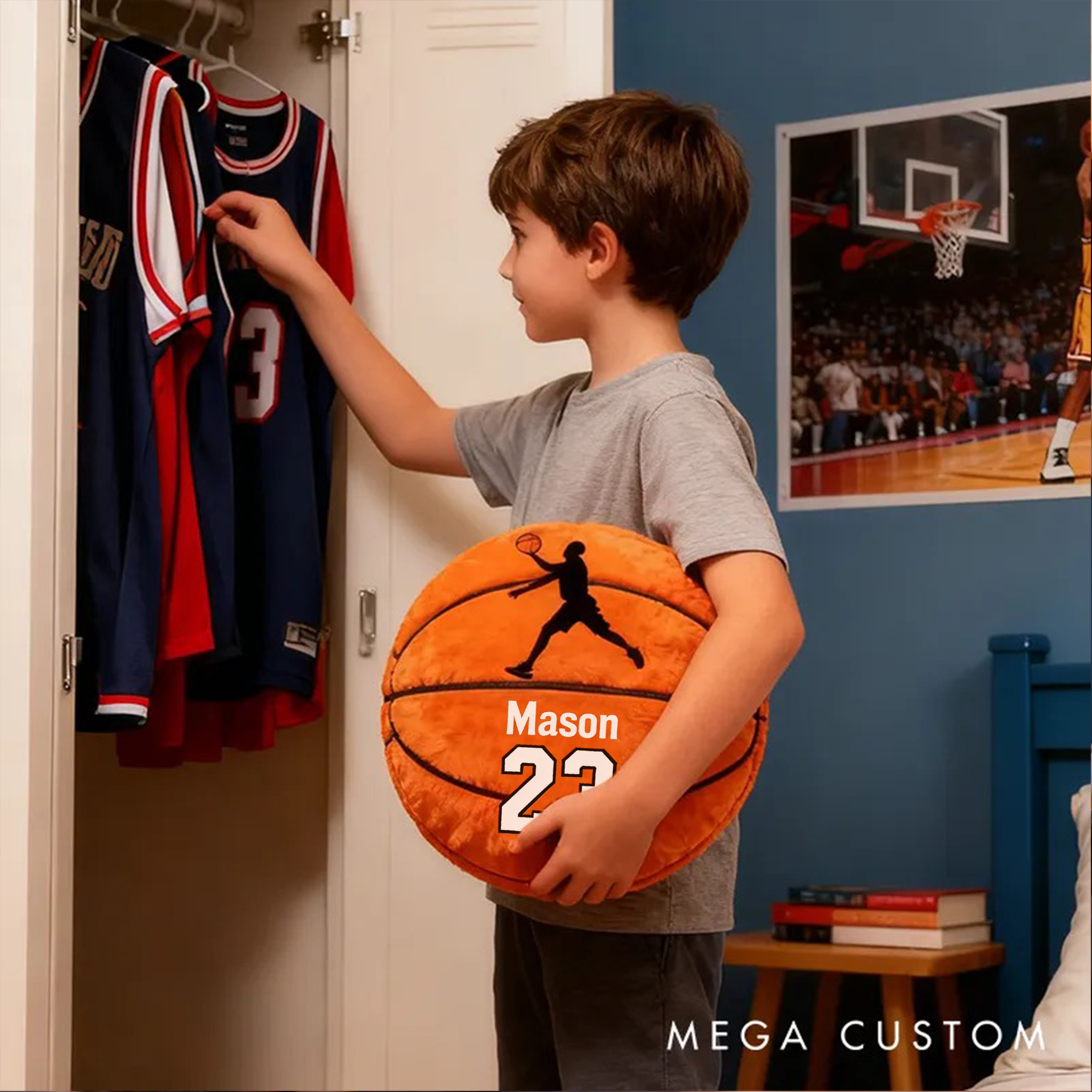 Personalized Basketball Pillow with Custom Name and Jersey Number for Kids and Sports Fans