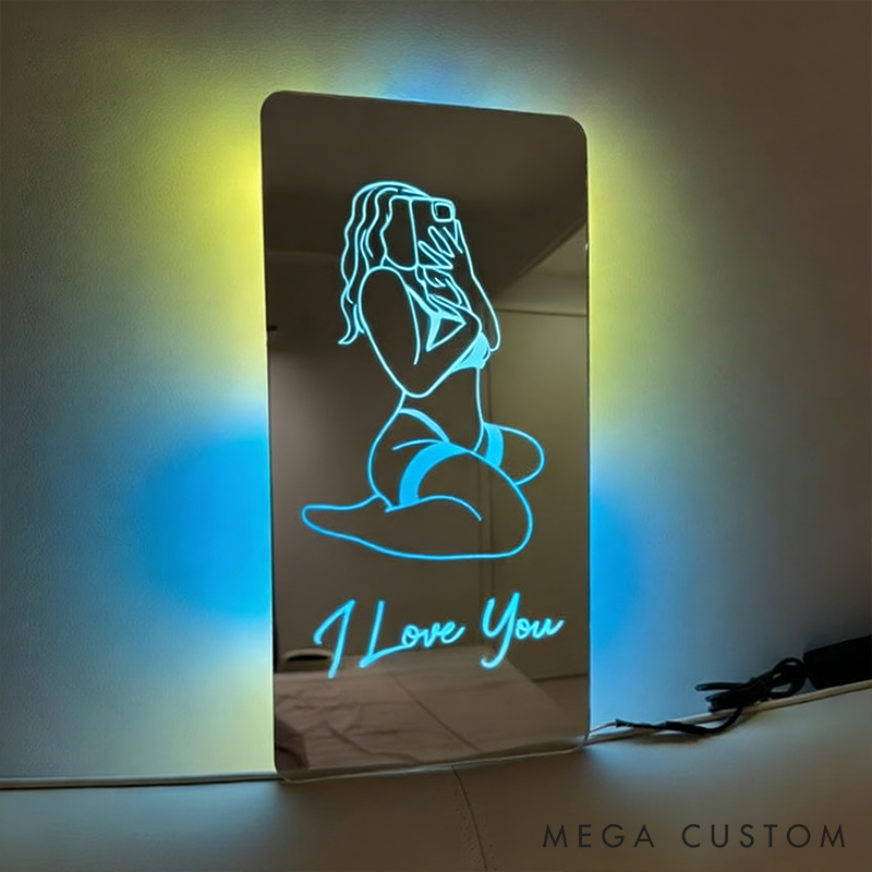 Personalized Name Seductive Mirror LED Light Valentine's Gift For Her Wife Gift Girlfriend Gift
