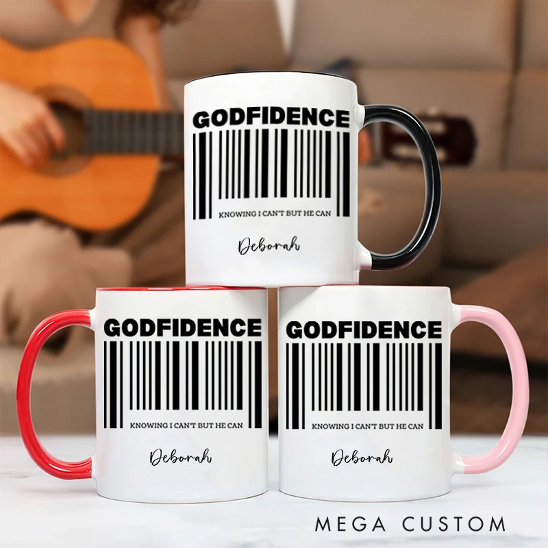 Personalized Christian Godfidence Coffee Mug with Name Birthday Religious Baptism Gift for Family Friends Christians