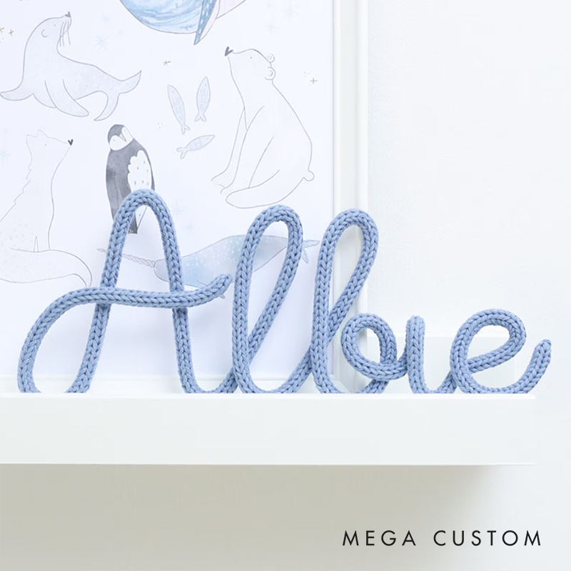 Personalized Handcrafted Yarn Knitted Wire Name Sign Custom Nursery Decor for Babies & Kids Perfect Keepsake Gift