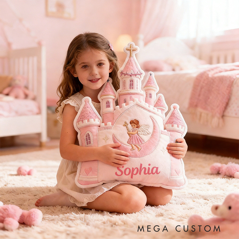 Personalized Littel Angel Moon Pillow with Custom Name Home Decor Graphic 3D Print Pillow Religious Faith Gift for Girls