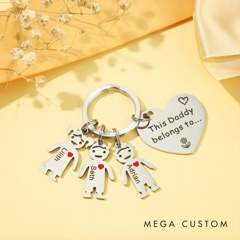 Personalized Family Keychain Custom Kids Pets Names Engraved Perfect Gift for Family Members