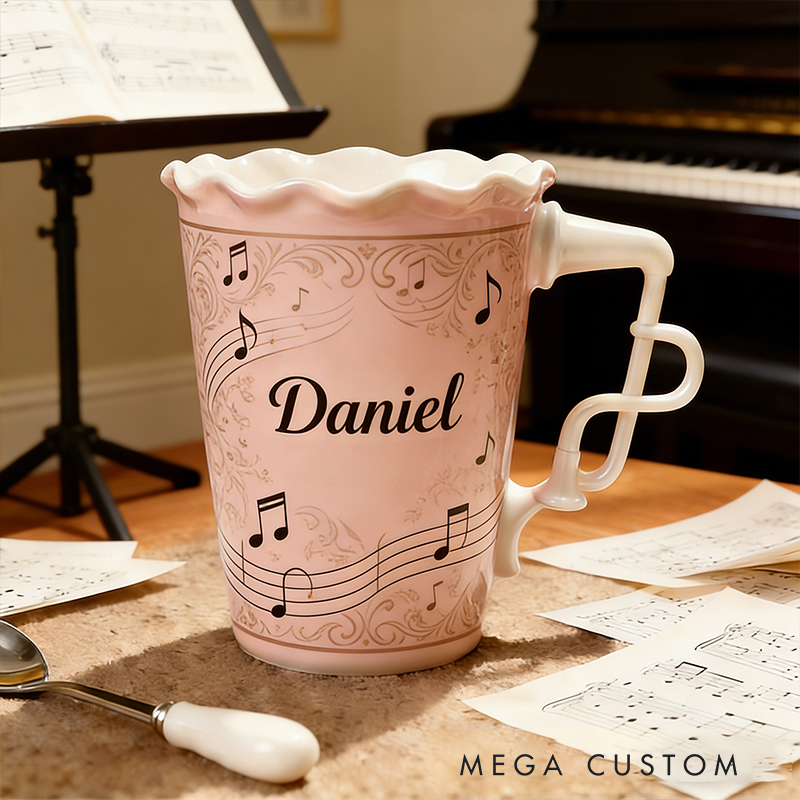 Personalized Music Notes Ceramic Cup a Charming Gift for Any Music Enthusiast