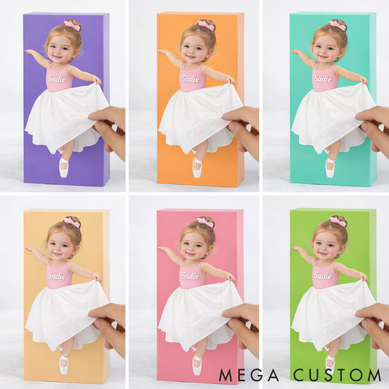 Personalized Dancing Little Girl Tissue Box Cover Custom Name and Photo Unique Gift for Kids