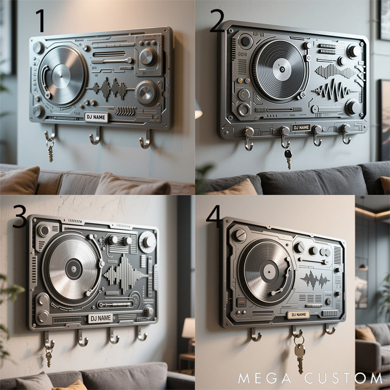 Personalized Metal Keychain Hook with DJ Motif Perfect Gift for Music Lovers