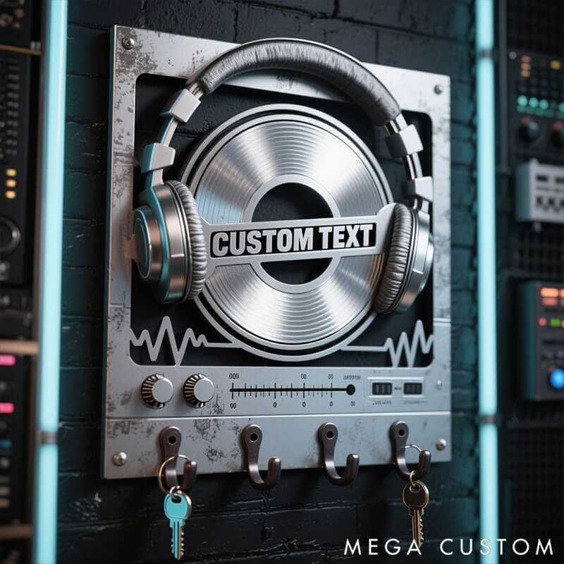 Personalized Metal Keychain with DJ Headphone Design Gift for Music Lovers