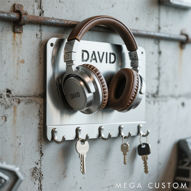 Personalized Headphones Wall Hook Decoration Made of Metal Gift for Music Lovers