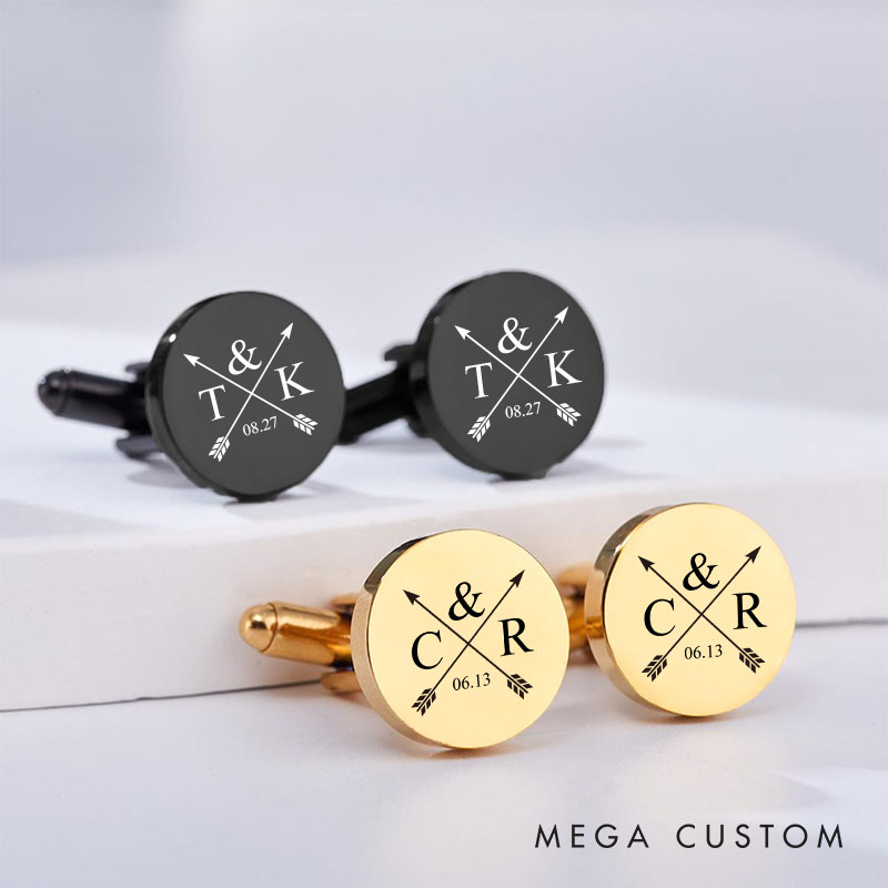 Personalized Cufflinks for Groom Cuff Links for Groomsmen Gift for Dad Bachelor Party Favors