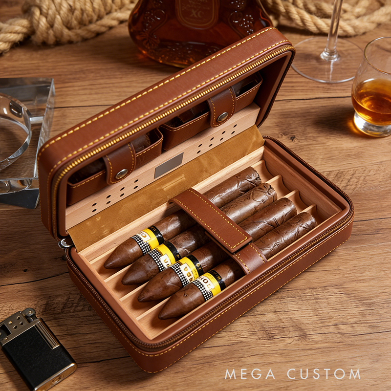 Personalized Leather Cigar Humidor Case Humidor Cigar Case Travel Cigar Case Gift for Him Custom Engraved Gift for Him