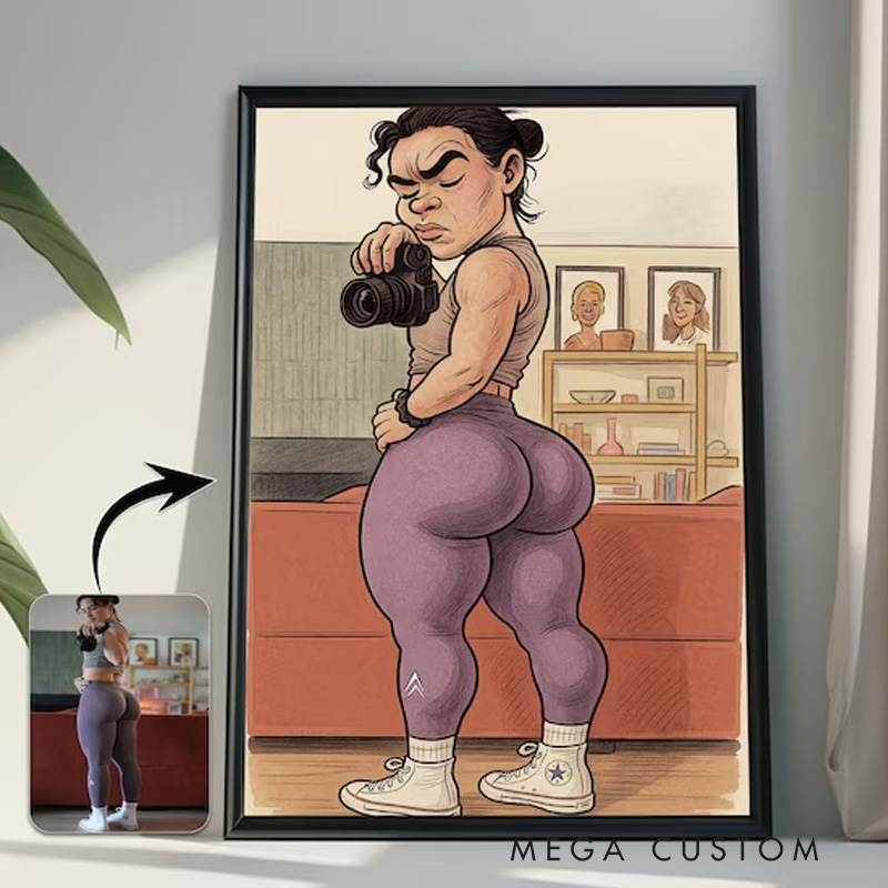 Personalized Gym Lover Couple Portrait Fitness Gifts Cartoon Weightlifter Portrait Bodybuilding Poster Fitness Gym Weightlifting Gym Gift ideas for Gym Lovers